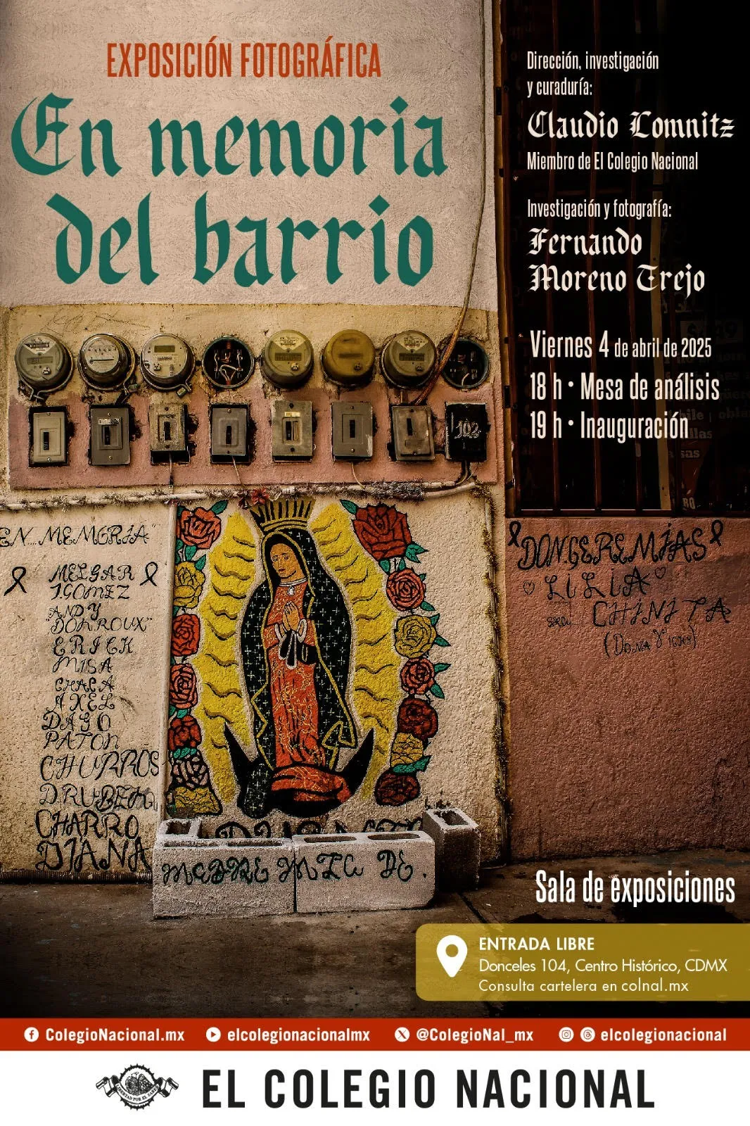 Poster for the event, "Exposición Fotográfica: En memoria del barrio"