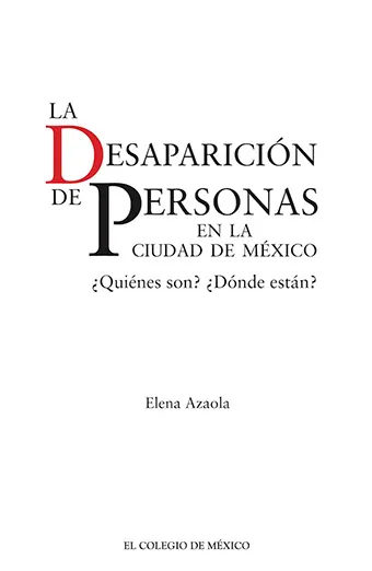 Photo of cover of "La Desaparición de Personas en la Ciudad de México" book