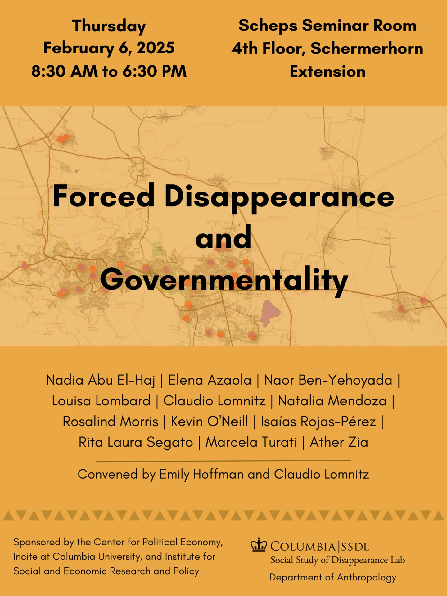 Poster for the Forced Disappearance and Governmentality Conference